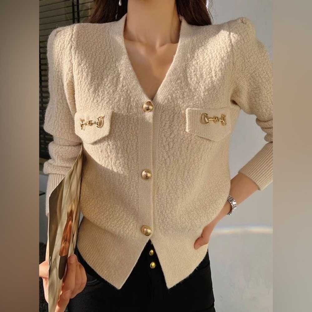 StyleWe Cream Peach Sweater Cardigan Size XL